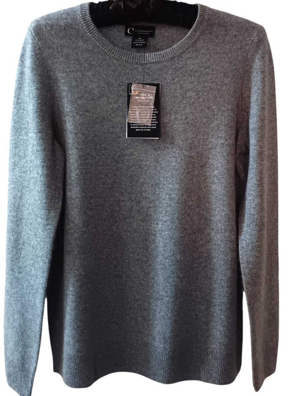 Sz M - C by Bloomingdale's Cashmere Crewneck Sweater – Medium Gray